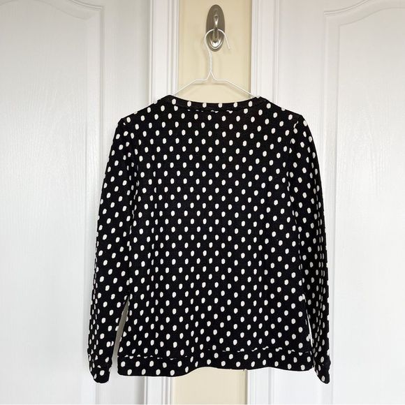 Cremieux XS Black‎ White Pokadot Jeweled Neckline Long Sleeve Top - Picture 5 of 6